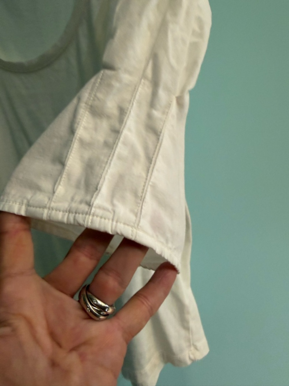 Anthropologie Off White Puffed Sleeve T-Shirt - Picture 6 of 9